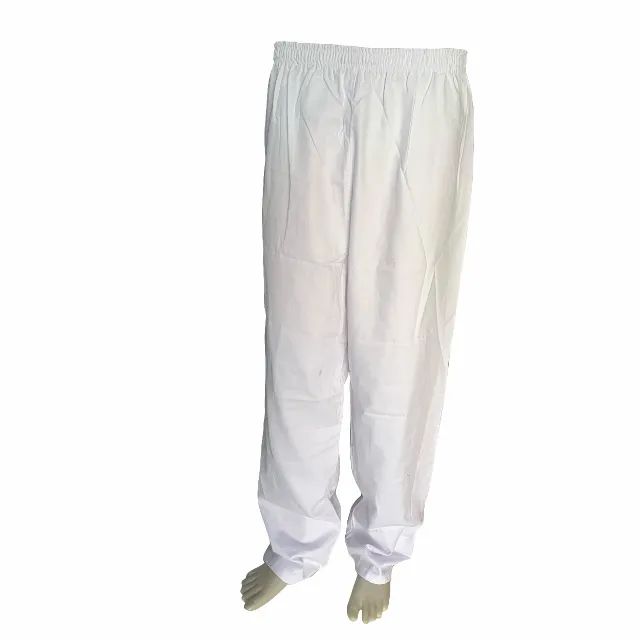CALÇA BRIM BRANCO COM ELÁSTICO E CADARÇO SEM BOLSOS