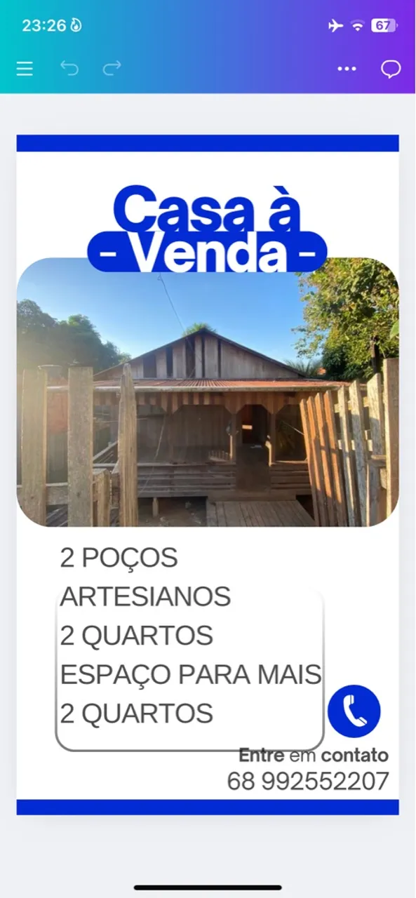 Casa 2 quartos + espaço interno p/ ampliação - Sena Madureira