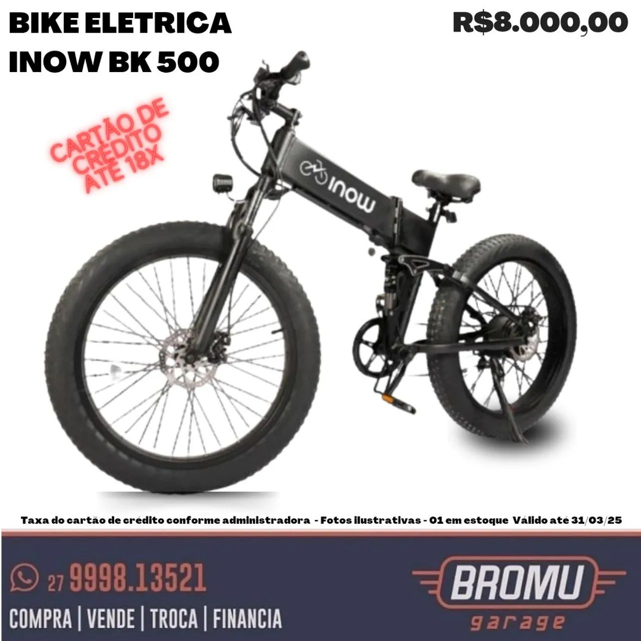 Bike Elétrica Inow BK 500 Zero km