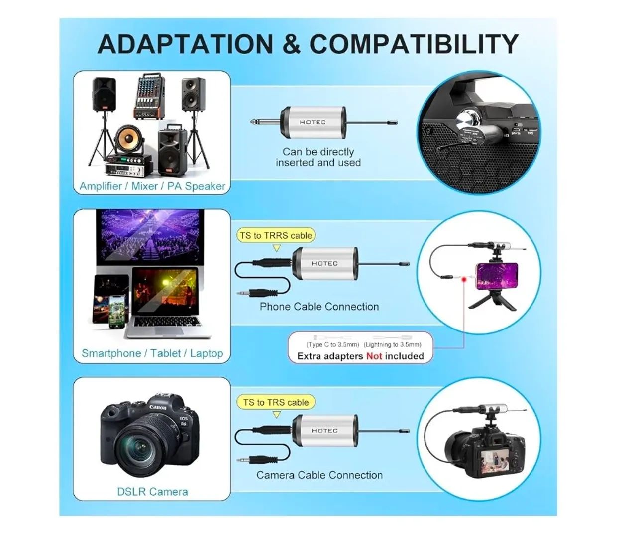 HOTEC Microfone de lapela sem fio - Foto 3