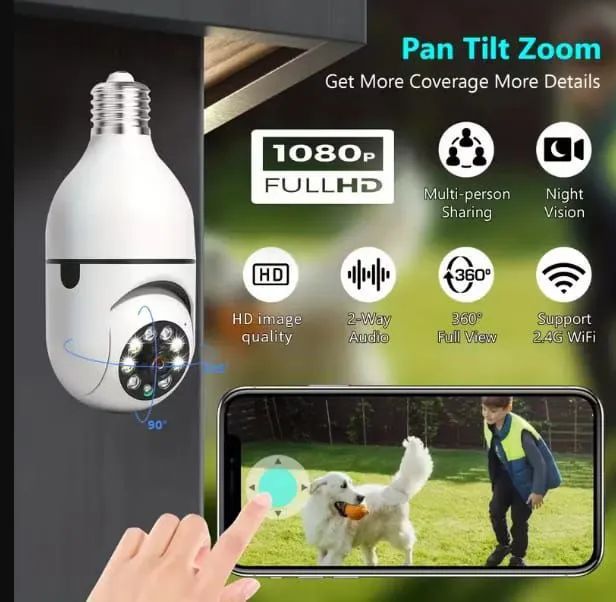 Câmera de segurança lâmpada Wifi FullHD