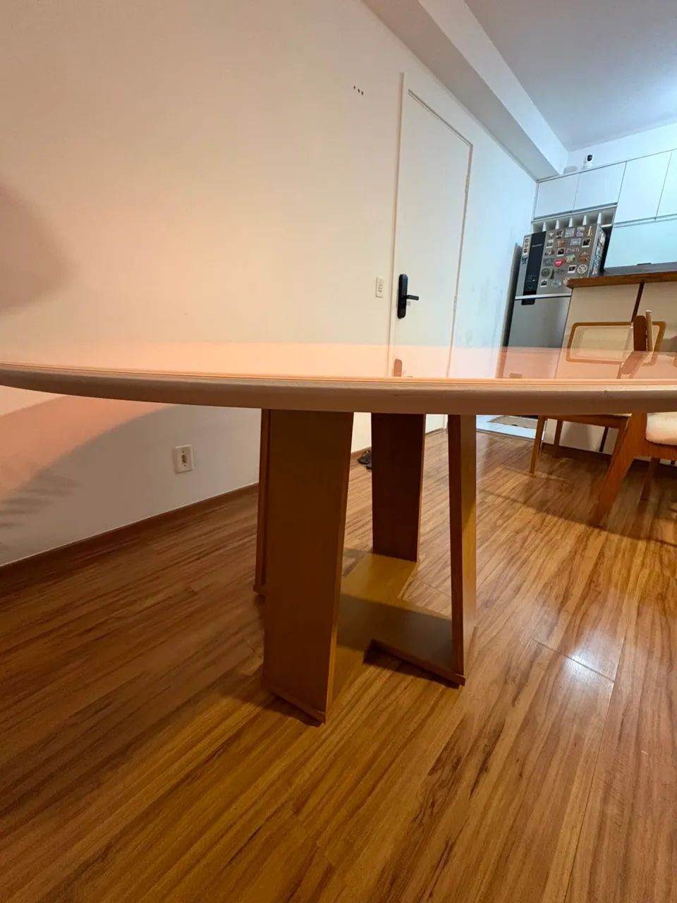 Mesa de jantar 6 lugares tampo de vidro off white nova  - Foto 3