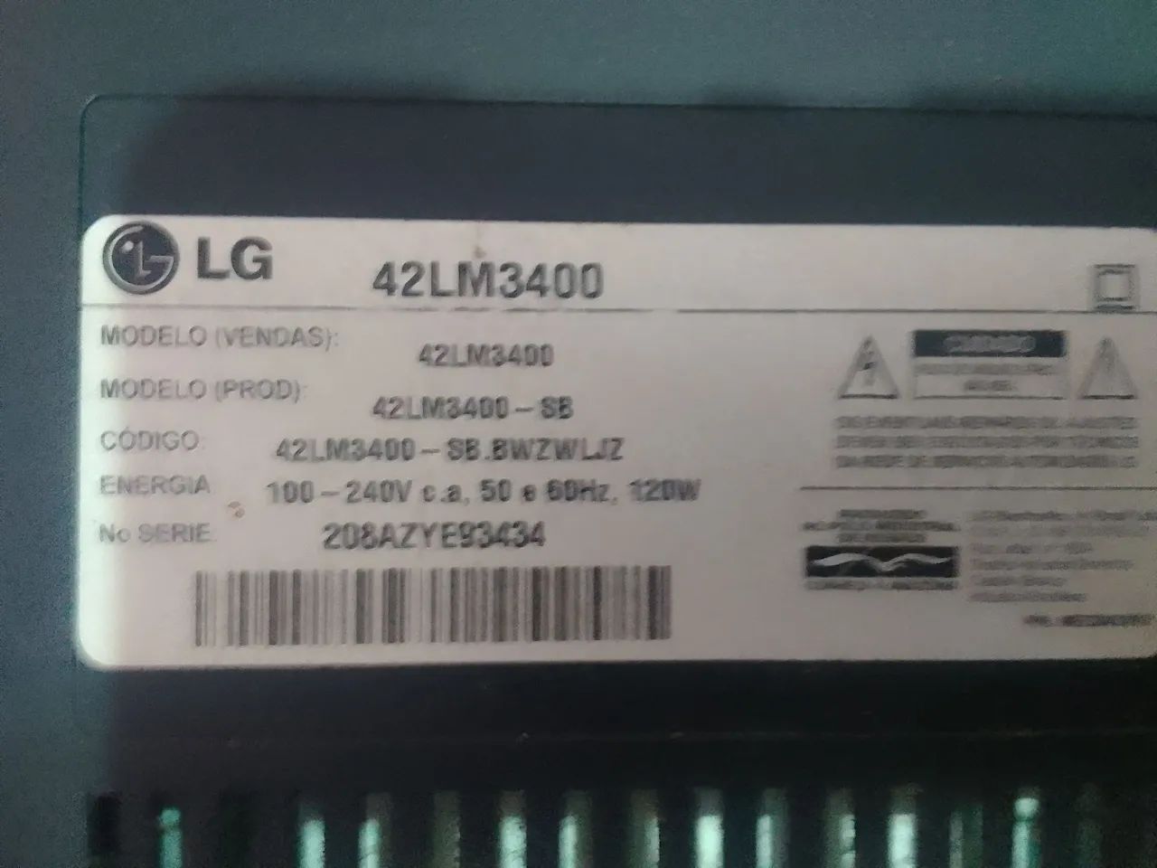 Tv LG 42 polegadas com defeito