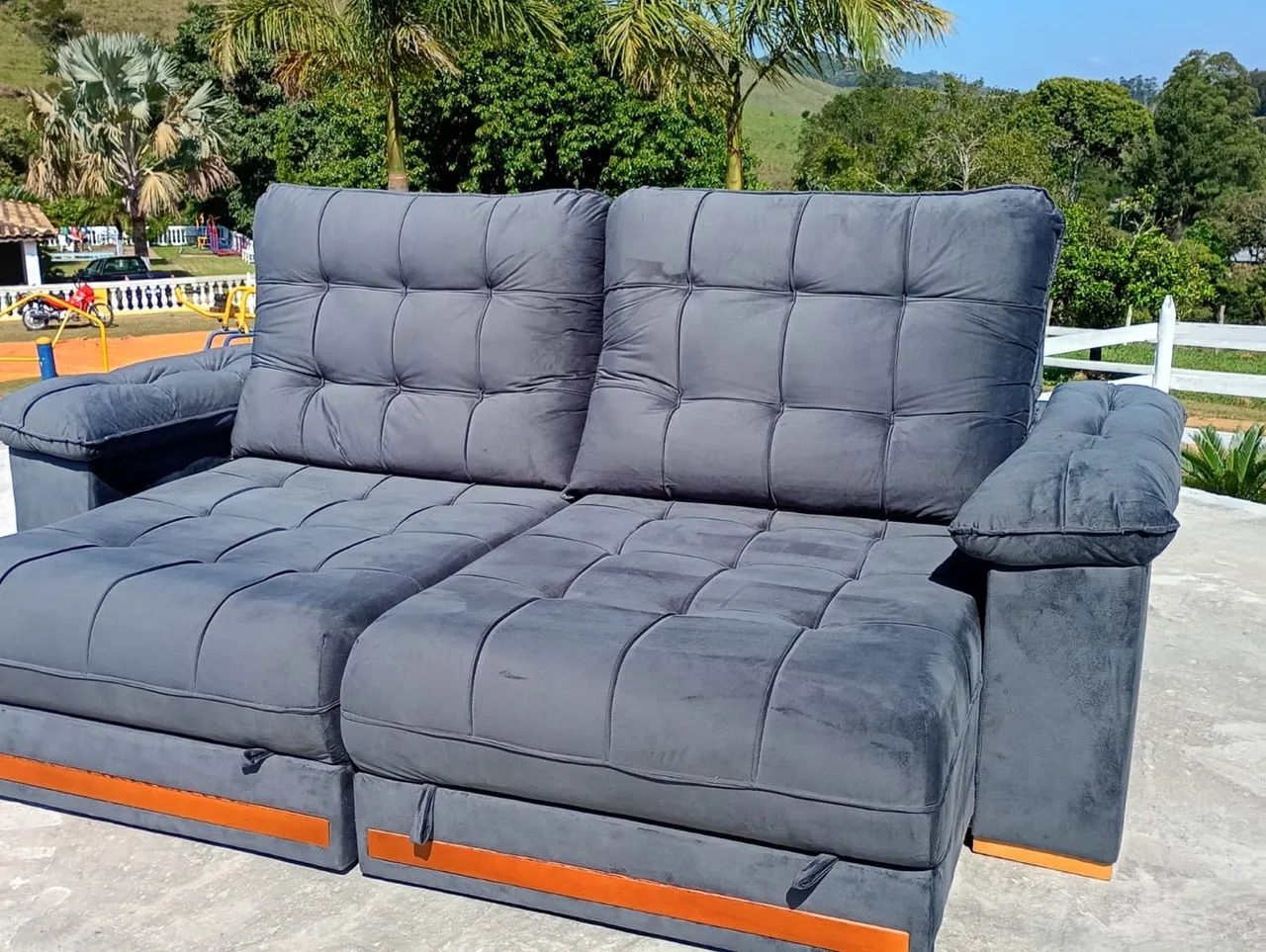 Sofa cinza retratil 2,60 de luxo !! - Foto 4