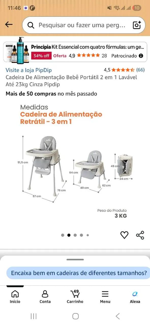 Cadeira de alimentação  para bb. Aceito cartao c acréscimo da maquineta! - Foto 5