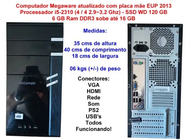 Computador Megaware i5 atualizado com Windows 11, gentileza leia todo anúncio... - Foto 2