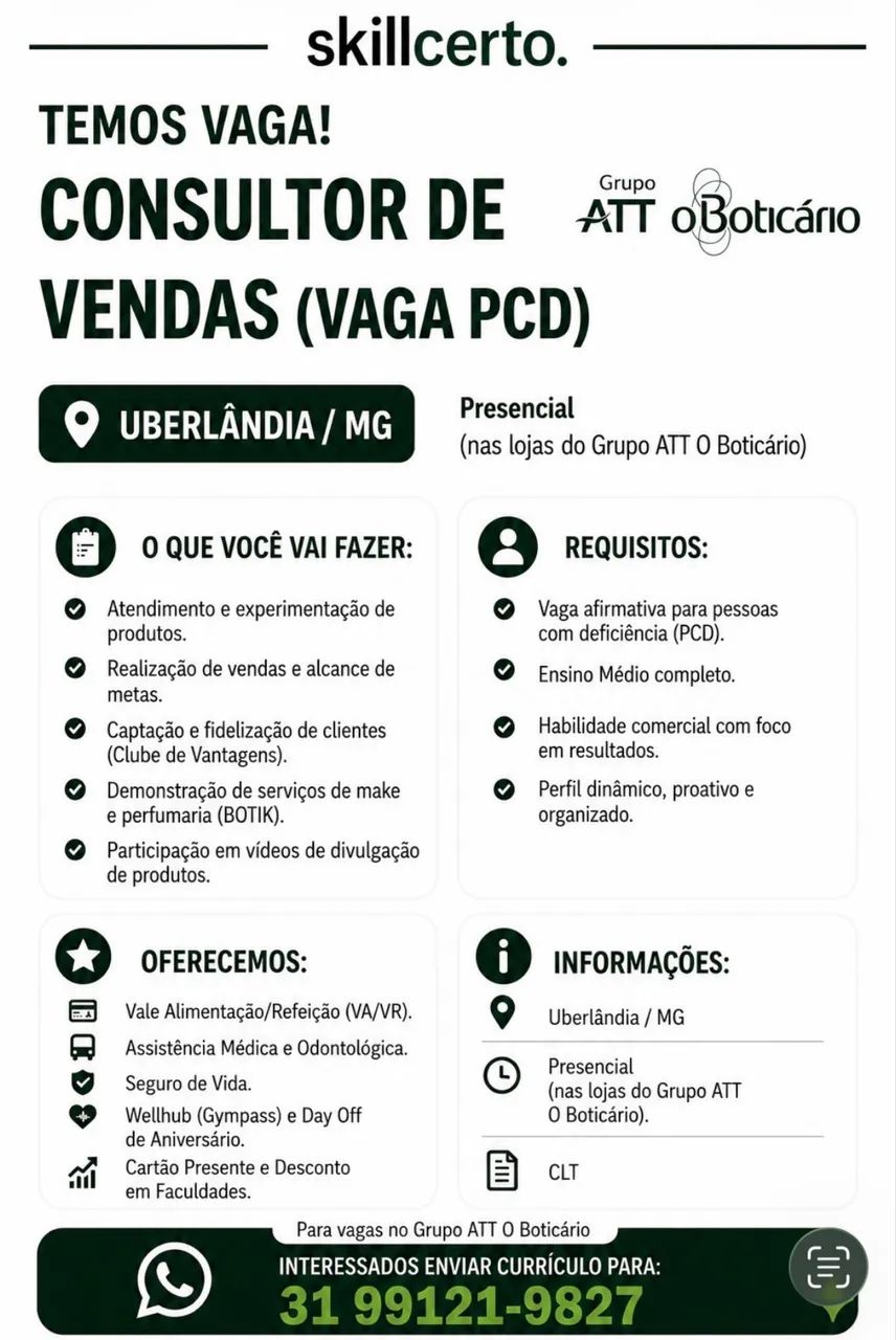 Consultor de Vendas - PCD
