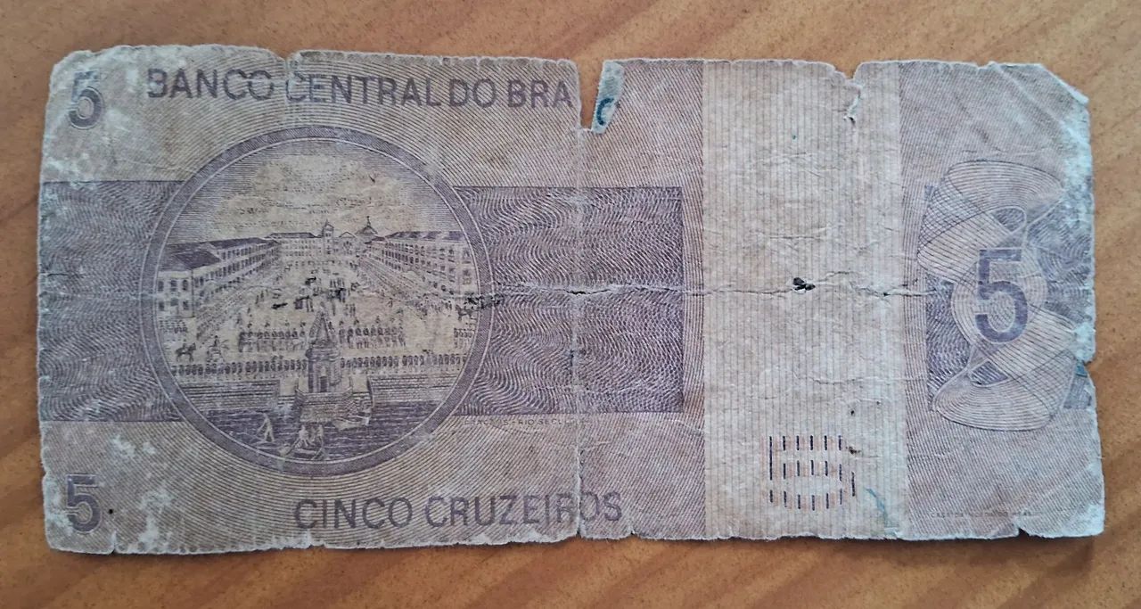 Cédula Usada de 5 Cruzeiros Dom Pedro I - Foto 3