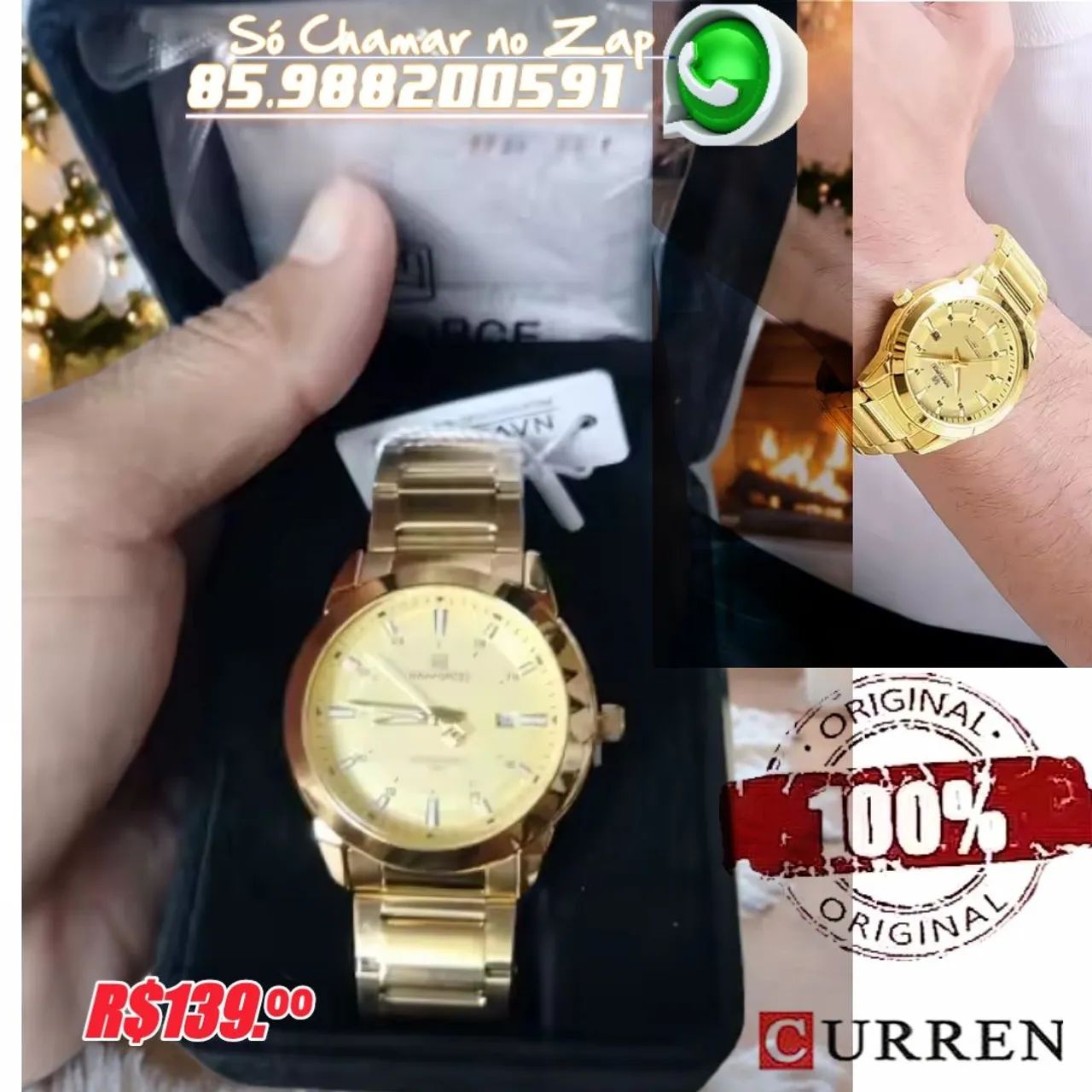 Relógio Curren Masculino Dourado Clássico - Foto 2