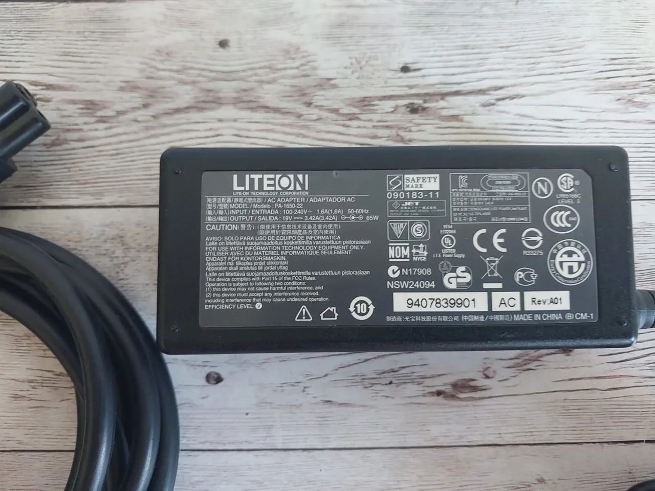Fonte carregador notebook emachines e625 original liteon 65w - Foto 2