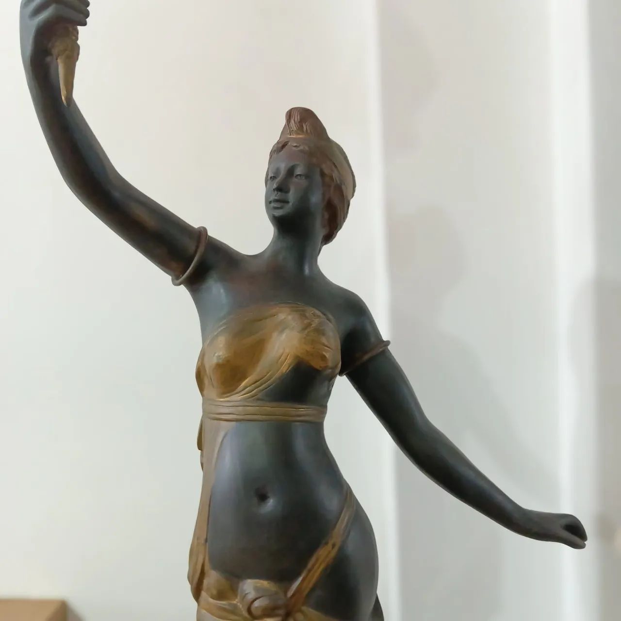 Luminária Tocheiro Antiga Em Bronze Legítimo 1,40m Art Nouveau - Foto 2