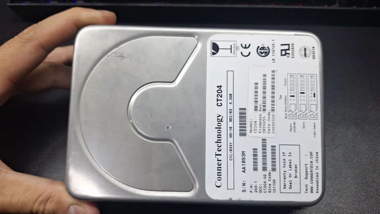 HD Conner CT204 4.3GB IDE/PATA 3.5 Funcional Retrocomputação