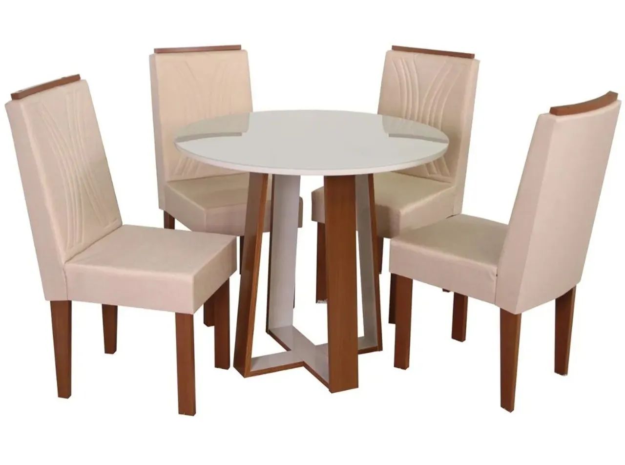 Mesa de Jantar Redonda com 4 Cadeiras