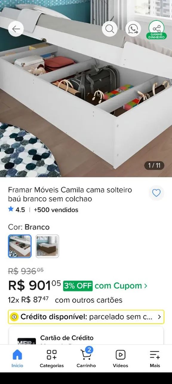 cama de solteiro com baú e colchão  - Foto 3