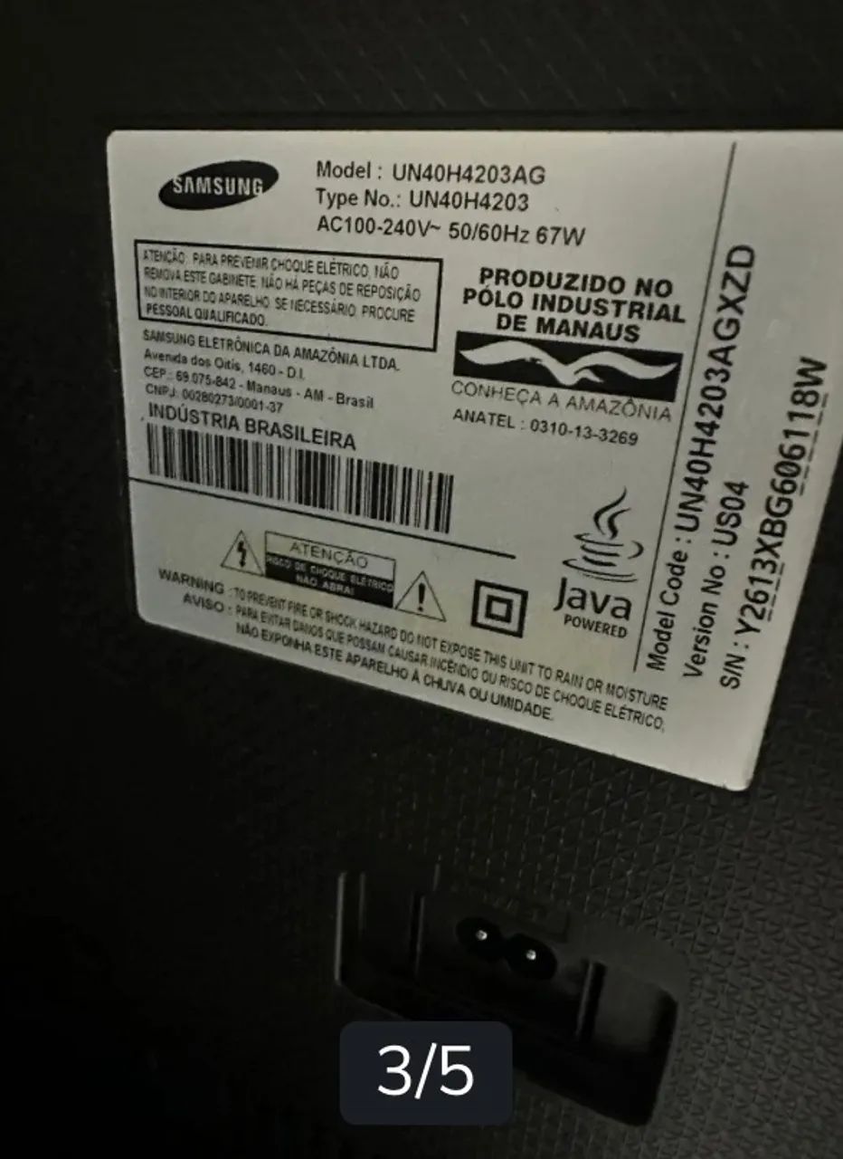 Tv Samsung COM DEFEITO DE TELA LEIA DESCRIÇÃO 