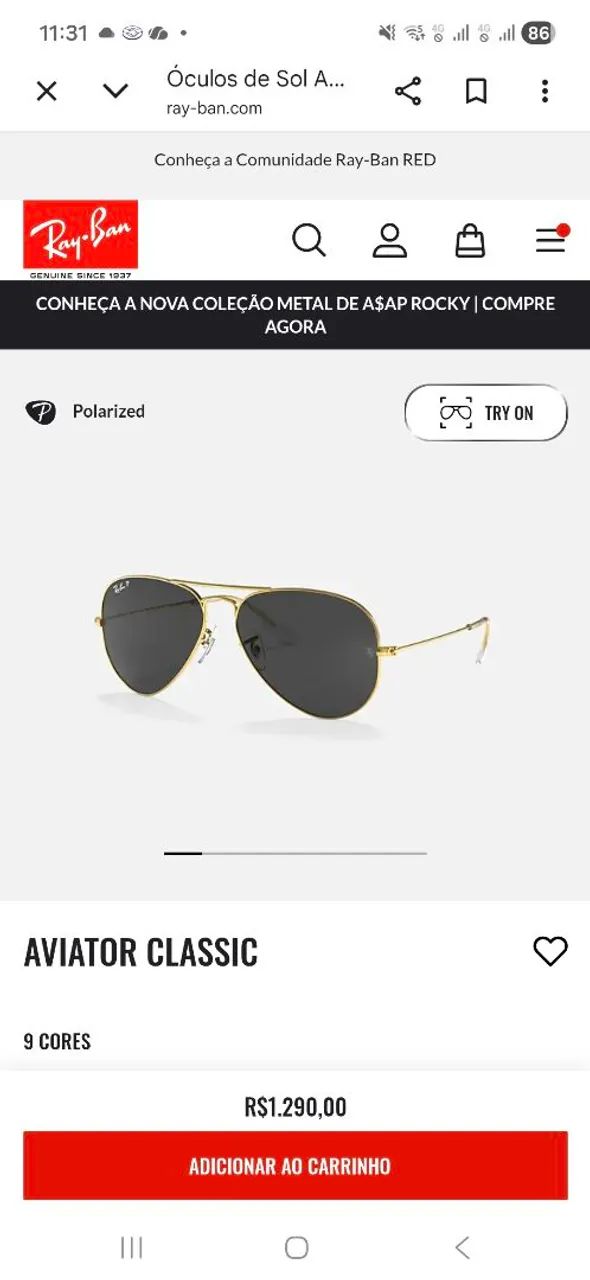 ÓCULOS RAY-BAN AVIATOR CLÁSSIC ORIGINAL PRODUTO SEMI-NOVO " BAIXEI PRA VENDER 