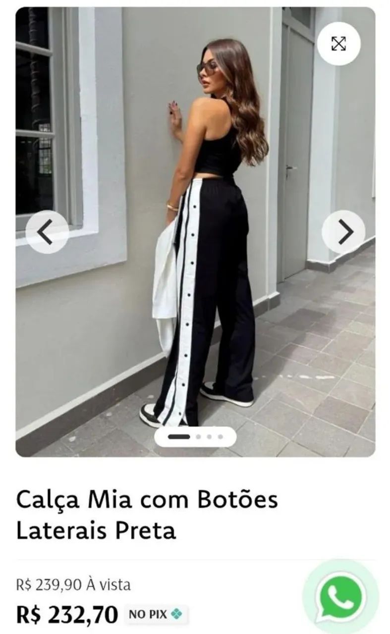 Calça Thing preta e branca botões laterais - M  - Foto 3