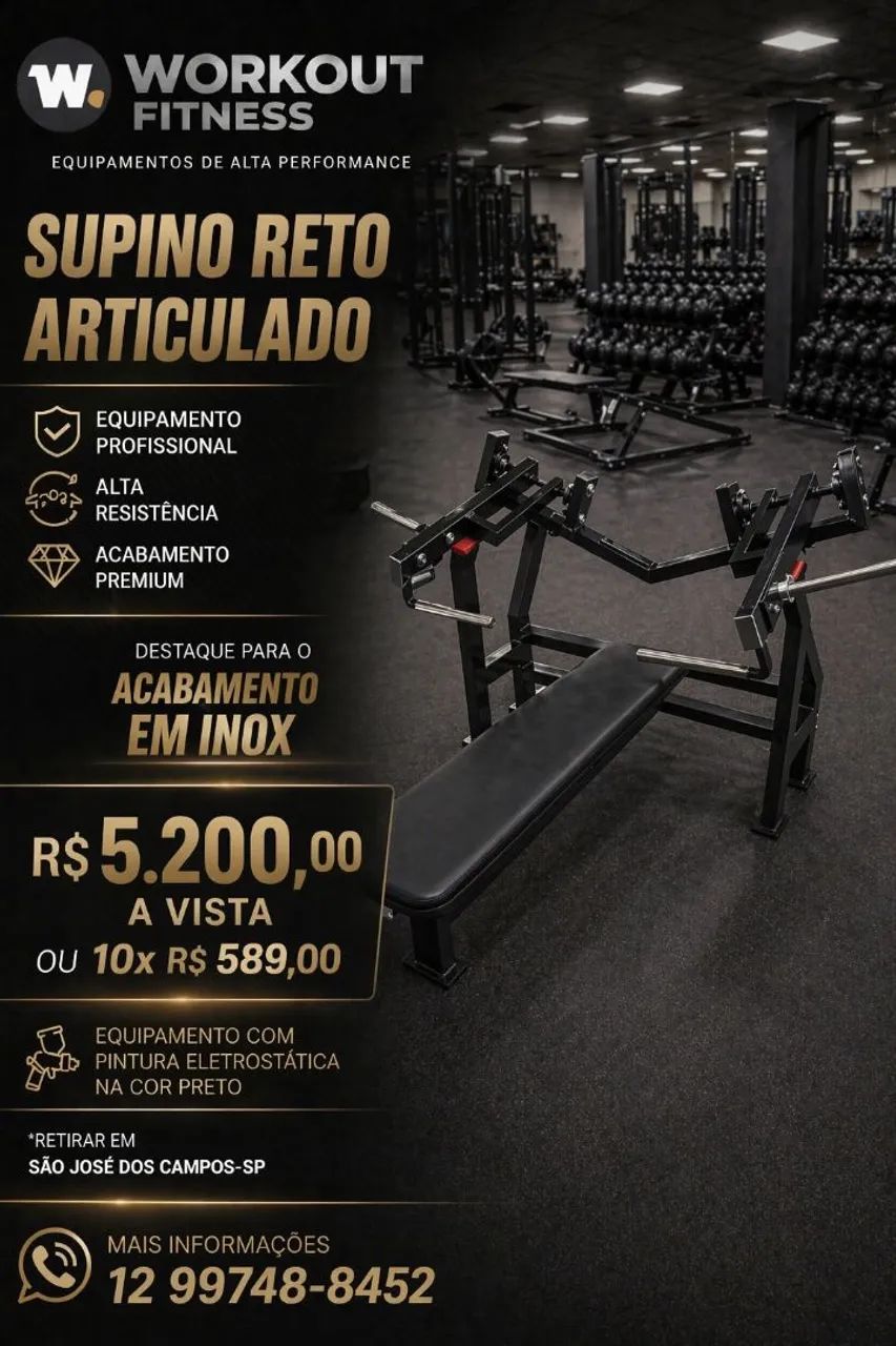 Supino Reto articulado Novo<br>Padrão Hammer<br>