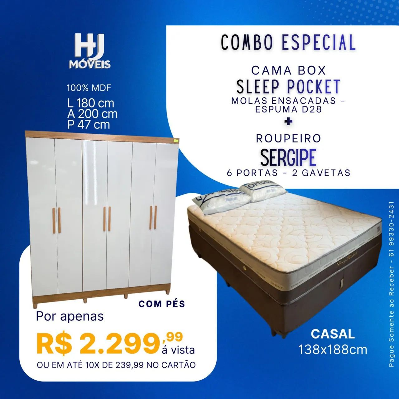 Cama de casal com roupeiro 