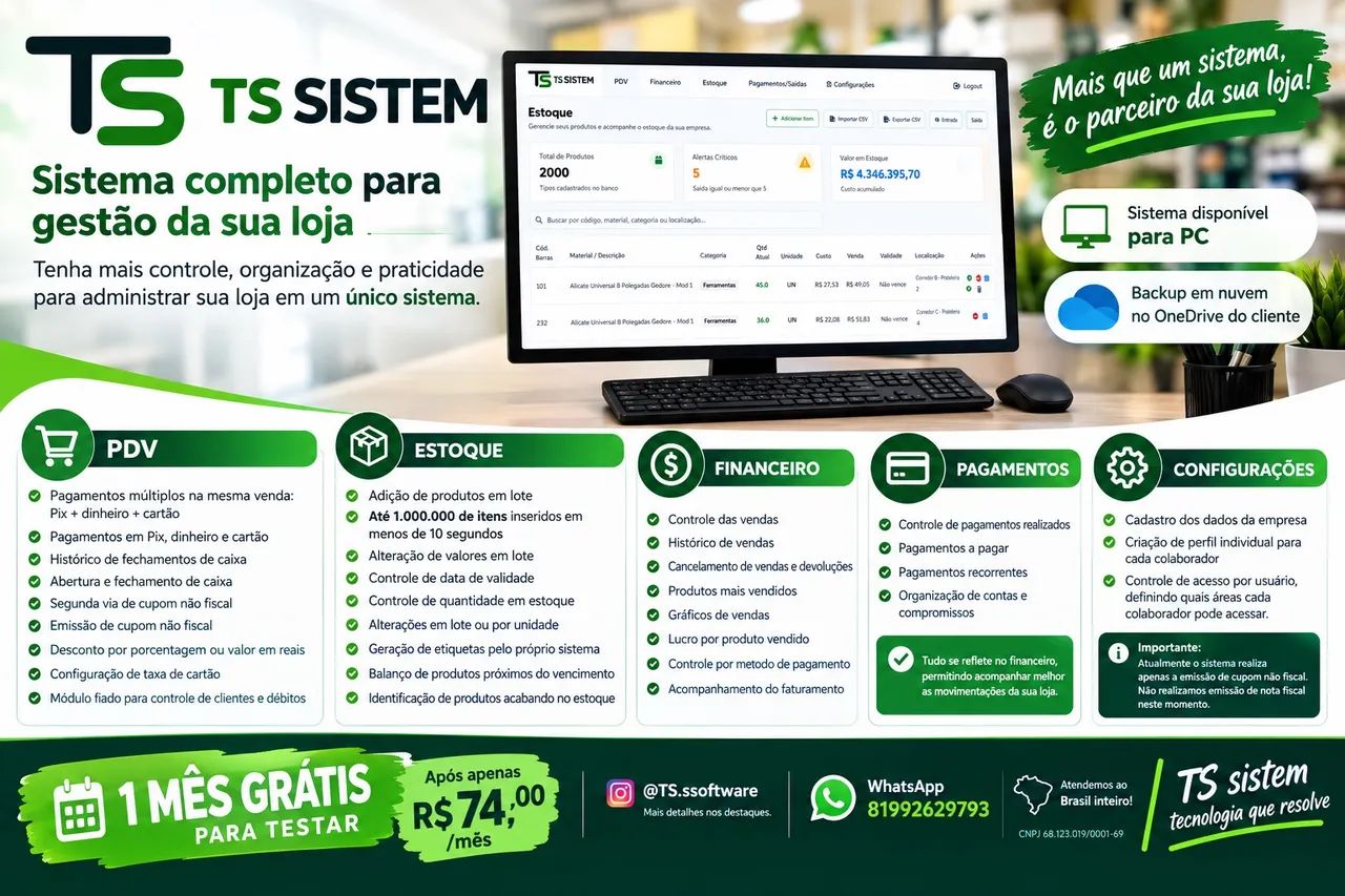     Sistema para Loja - 1 Mês Grátis para Testar!