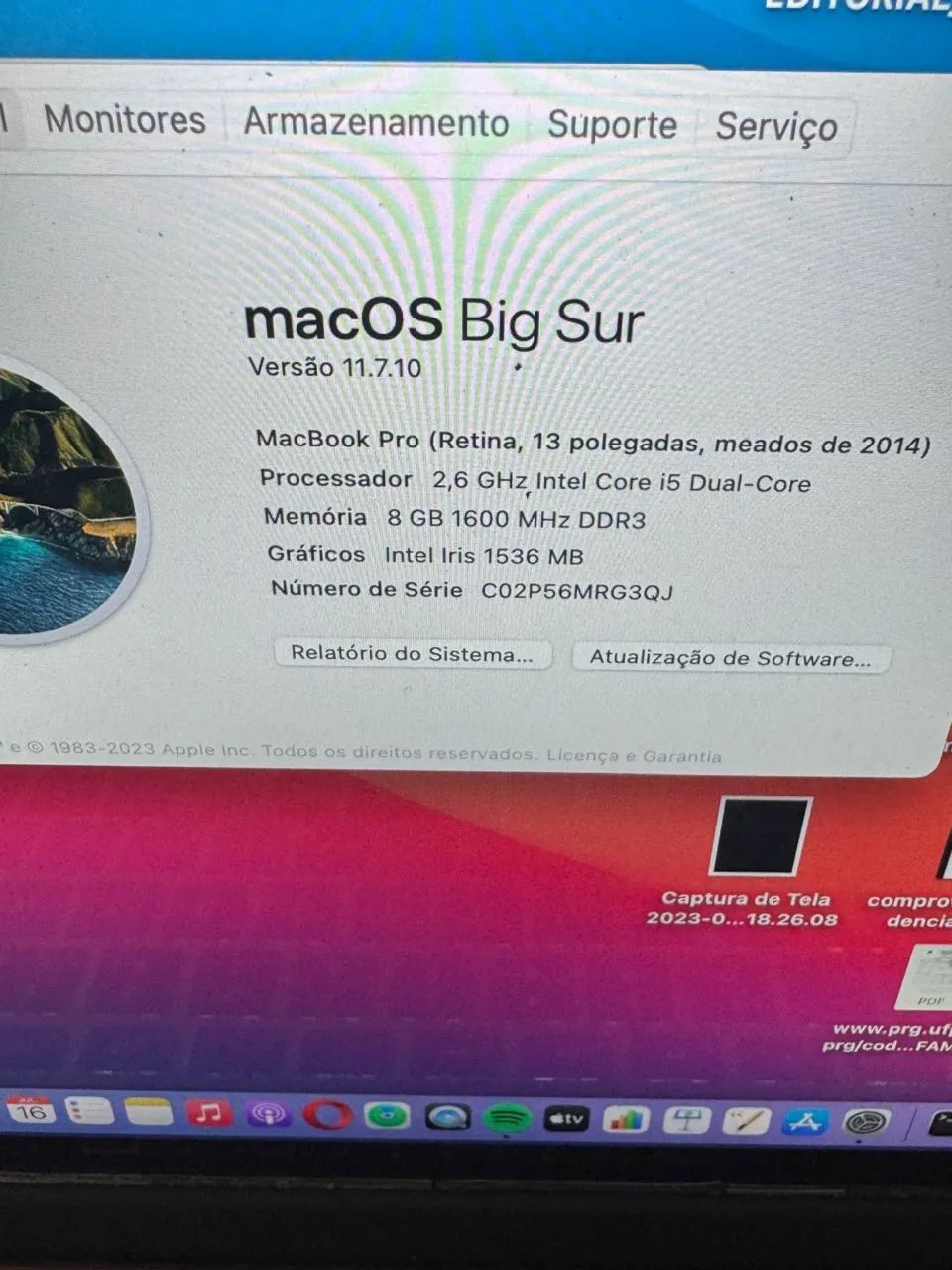 MacBook Pro 2014 i5 8GB ram 256 SSD Retina 13 polegadas