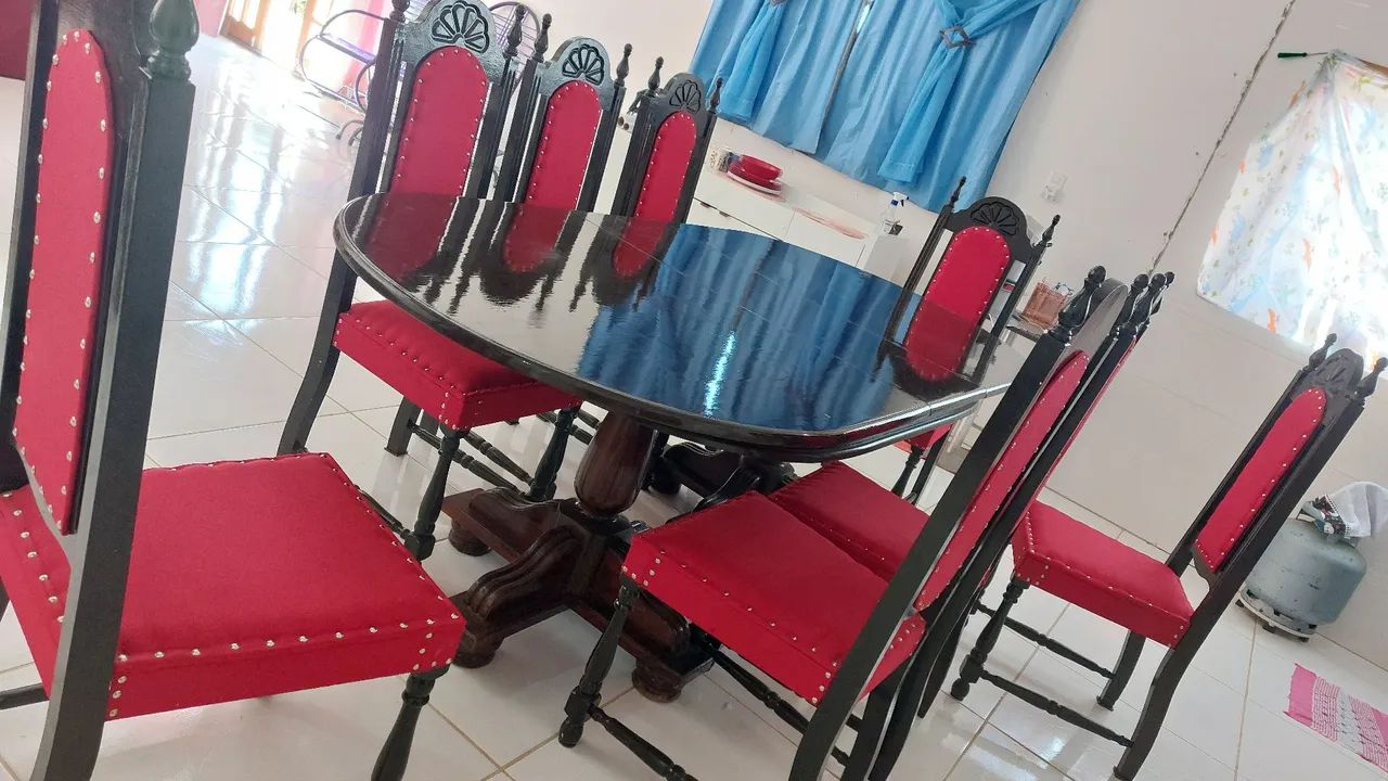 Mesa jantar estilo colonial mogno - Foto 2