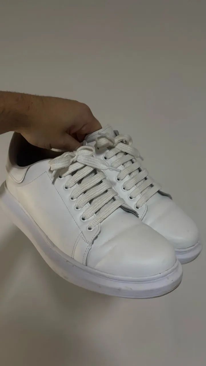 Tenis em couro branco masculino  - Foto 3