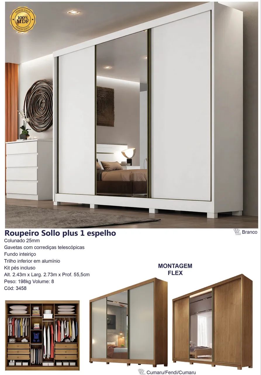 Guarda Roupa Sollo 100% MDF 