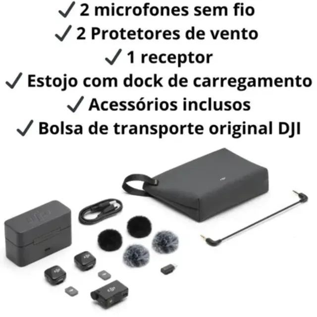 Microfone de Lapela Dji Mic Mini Combo 2tx + 1rx + Case Transmissor Bluetooth Sem Fio - Foto 5