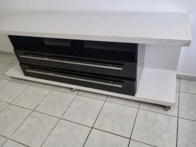 Rack Preto e Branco 1,80m com 2 Gavetas - Foto 2