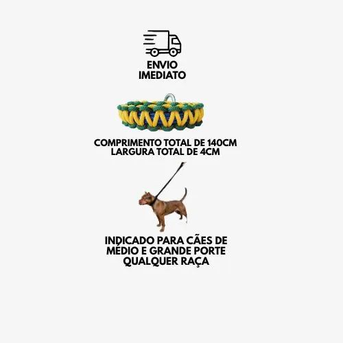 Coleira Guia Cães Médio e Grande Porte Cachorro Pet Várias Cores - Foto 6