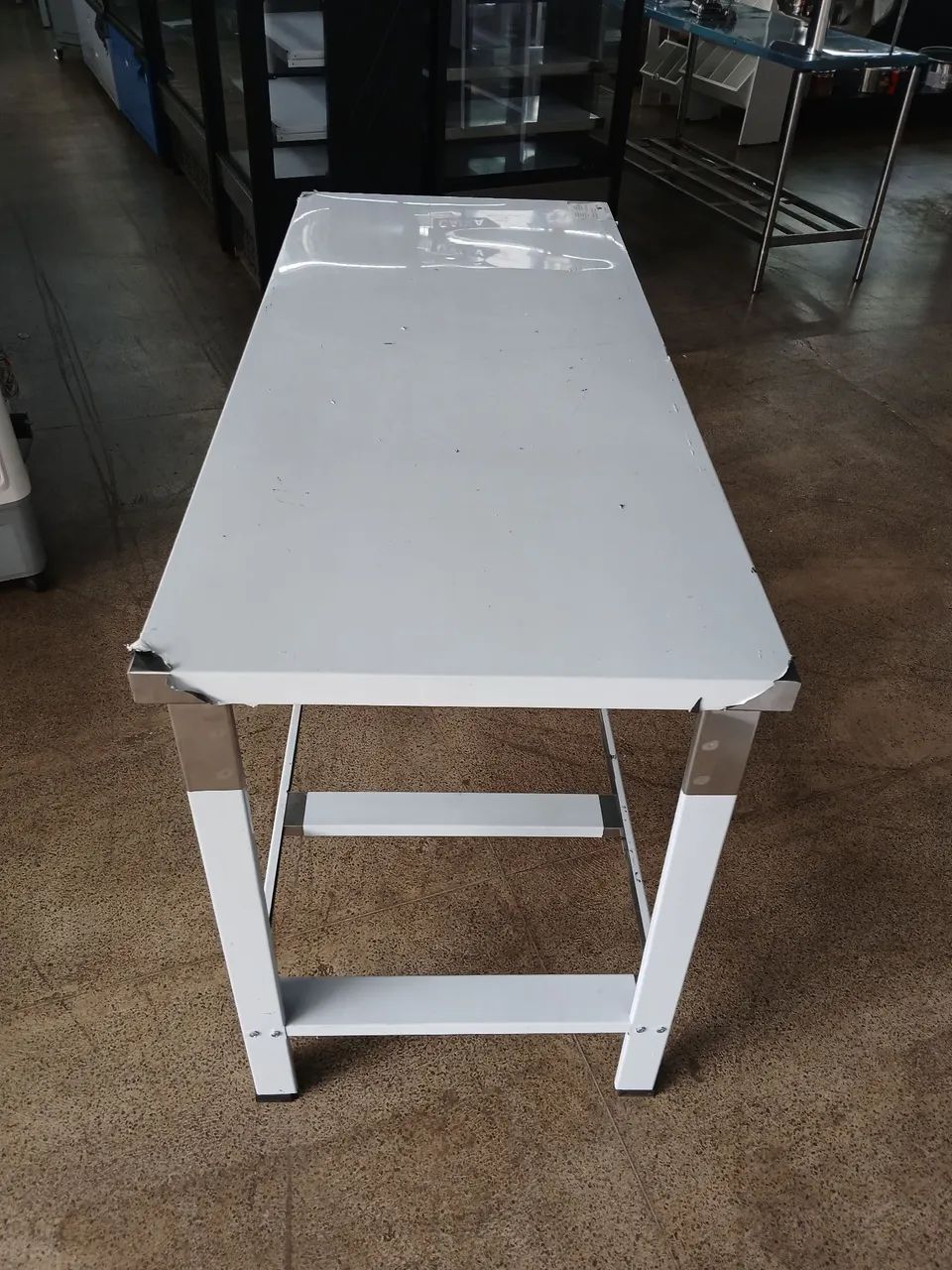 Mesa bancada inox 150x65 Gradeada toda Inox - Foto 3