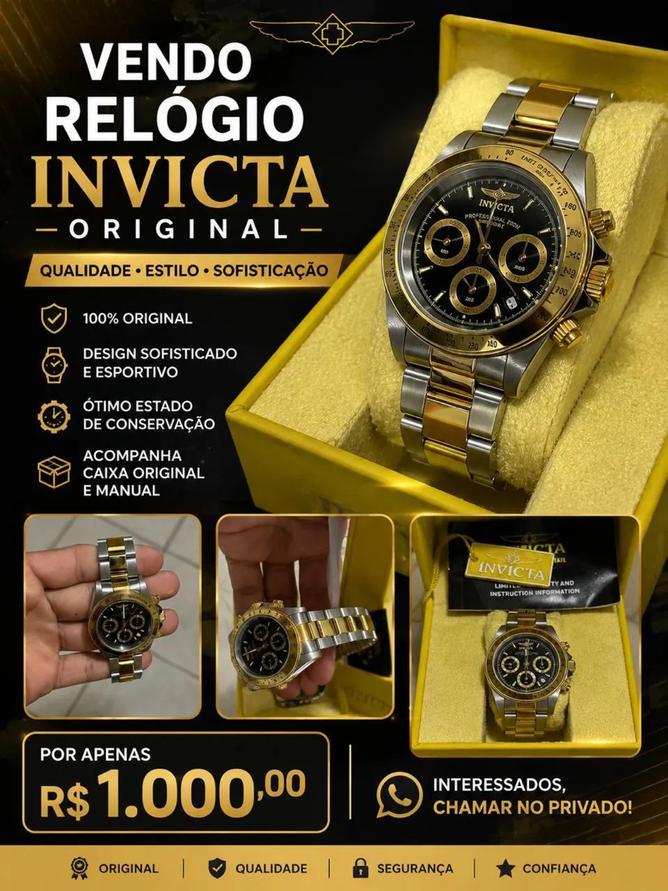 Vendo relógio invicta original único dono acompanha caixa e manual