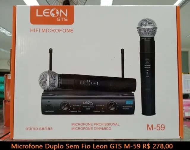 Microfone Duplo Sem Fio Leon GTS M-59 - Foto 4