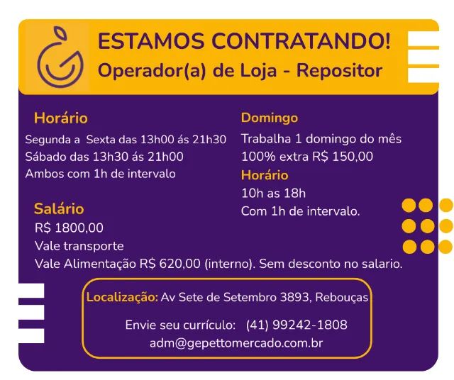 Vaga operador de loja Batel/Centro - Foto 2