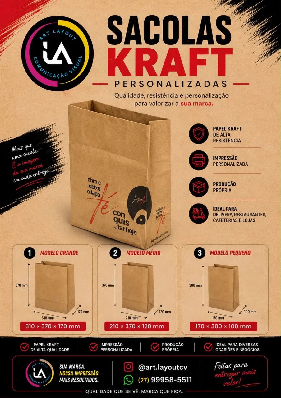 Sacolas Kraft personalizadas
