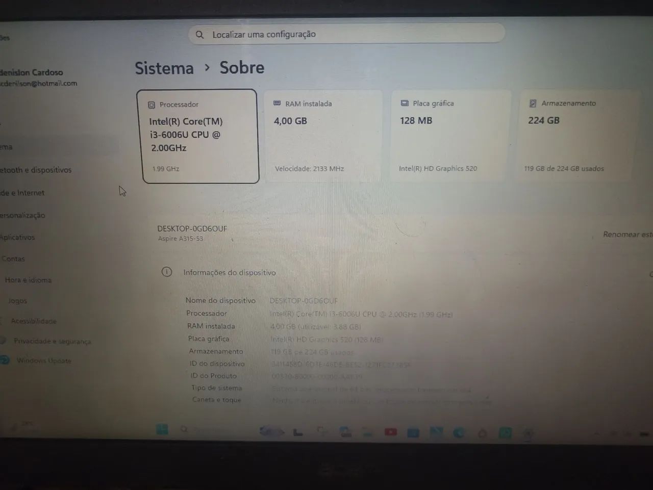Notebook Acer Aspire 3