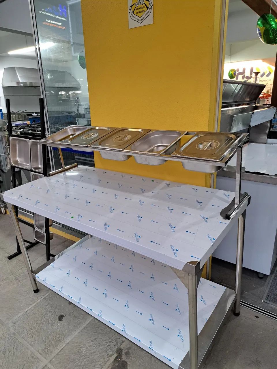 Ac condimentadora bancada de inox / cubas separadas