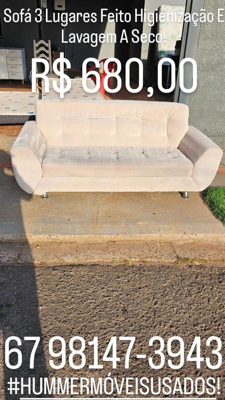 Vende - Se Sofá 3 Lugares Feito Higienização E Lavagem A Seco!