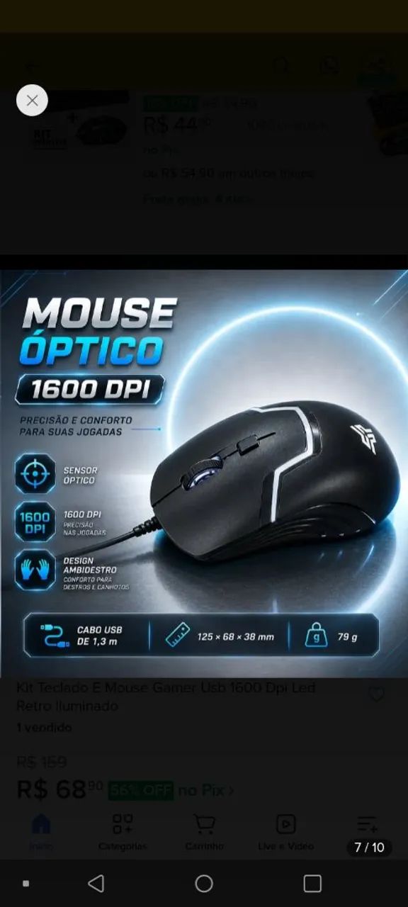 Kit Gamer 3 em 1: Teclado, Mouse e Headset RGB para PC - Foto 4