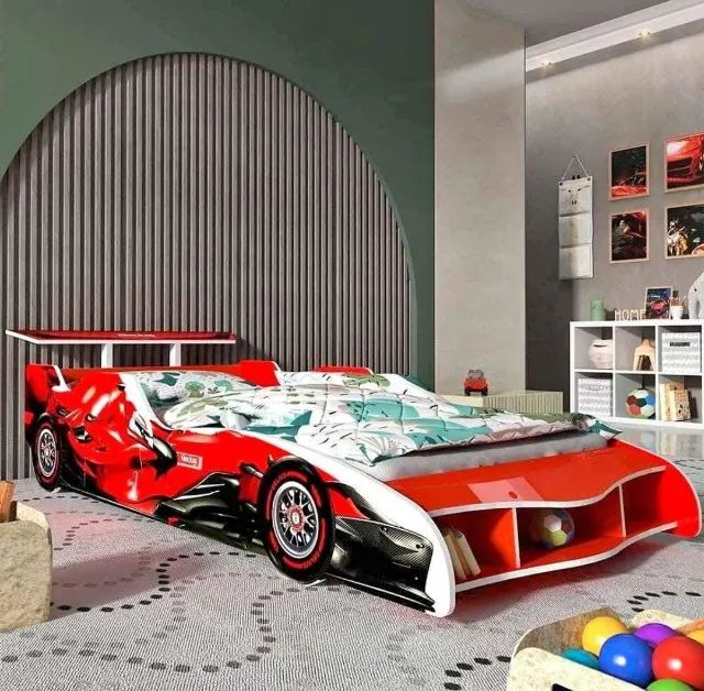 Cama Infantil Tema Carro Formula 1 Em MDF Vermelha Novo Direto da Fabrica - Foto 2