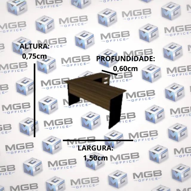 Mesa em L de Escritório com 2 Gavetas Escrivaninha - 0,75x1,50x0,60cm - SUPER PROMOÇÃO!! - Foto 2