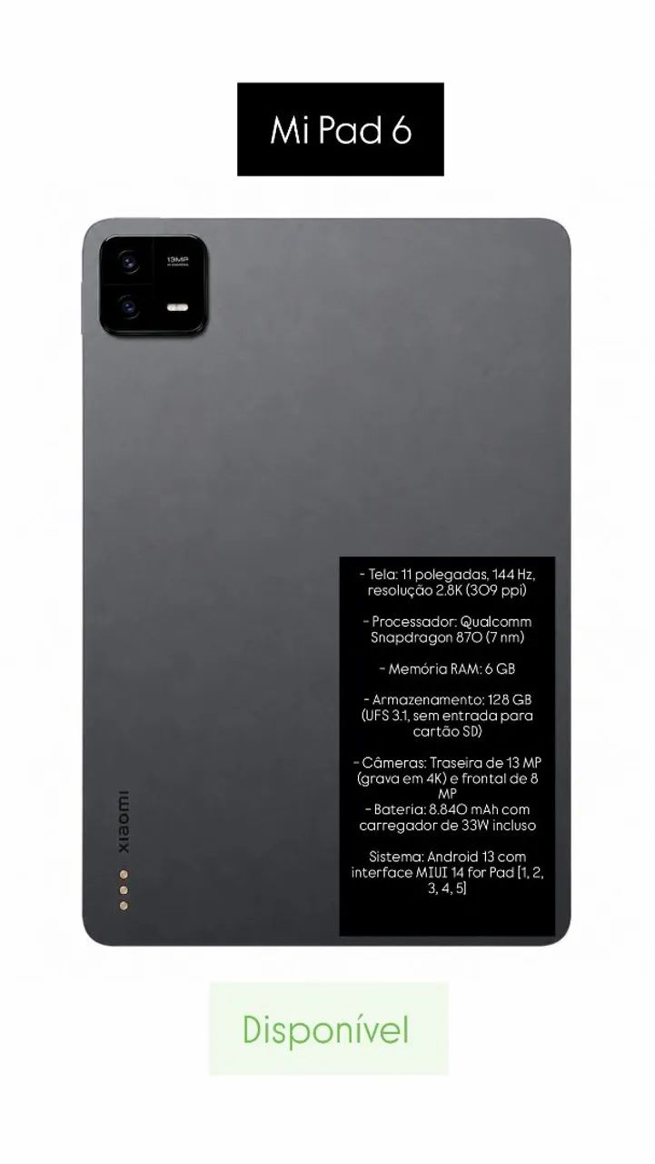 Tablet xiaomi pad 6 - 128GB