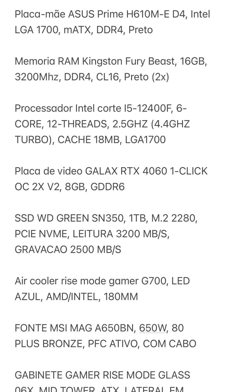 PC GAMER RTX 4060 + i5-12400F + 32GB RAM + SSD 1TB - Foto 4