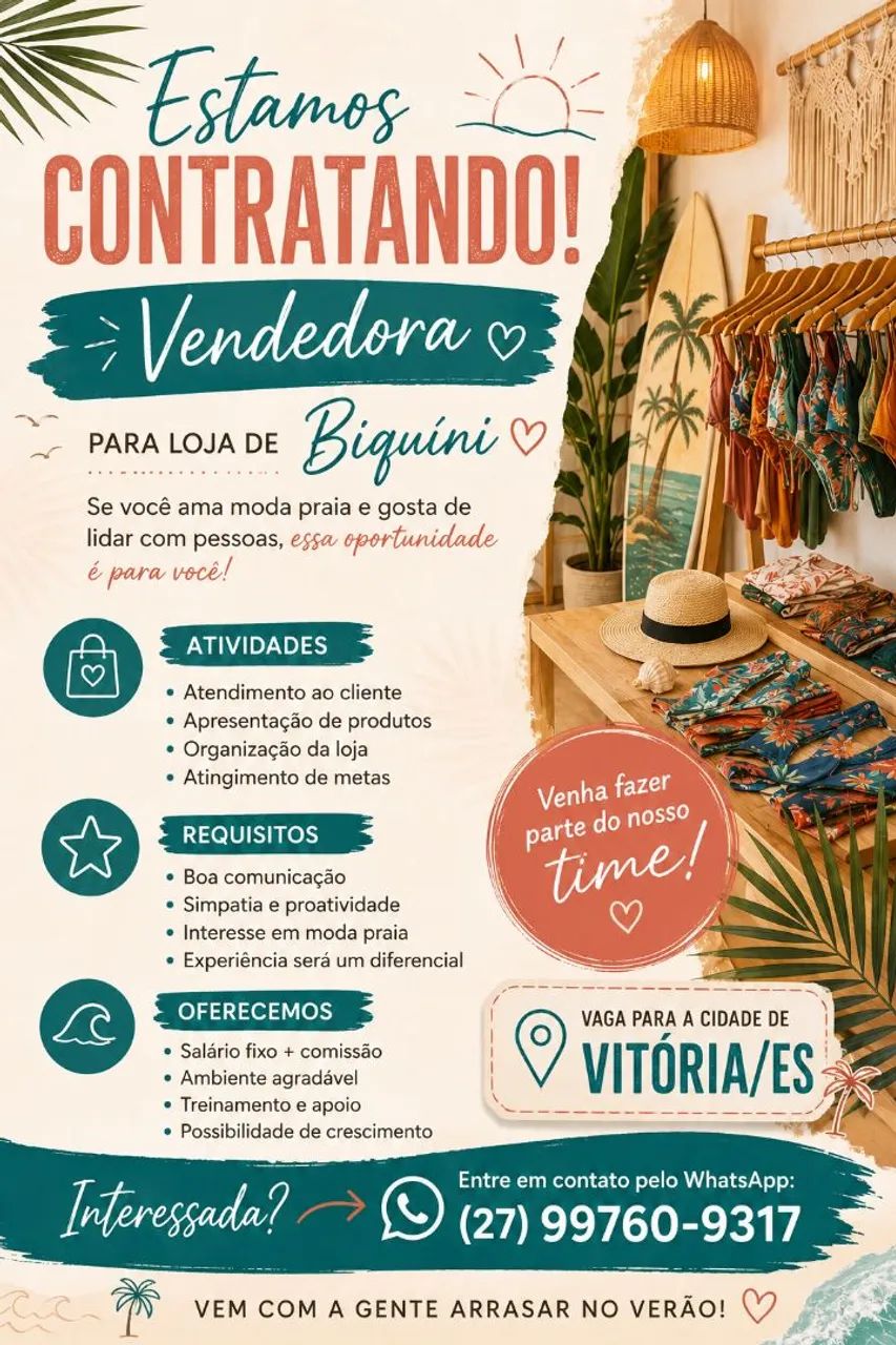 Vagas para Vendedora de loja 