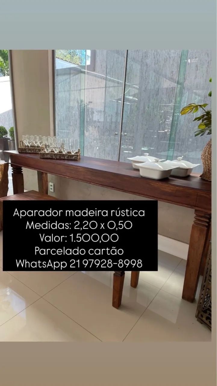 Aparador madeira rústica 2,20x0,50 