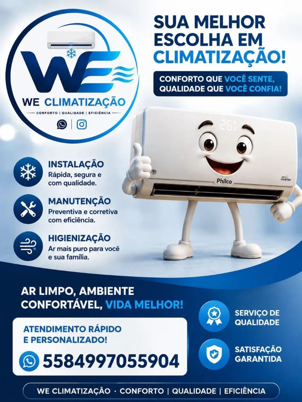 Conserto de ar, manutenção, instalação 