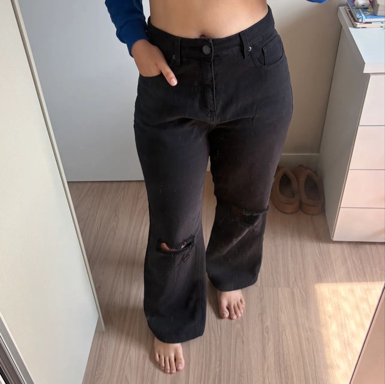 CALÇA WIDE LEG PRETA  - Foto 4