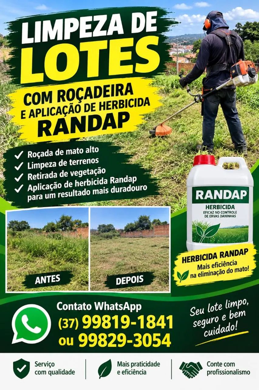 Limpeza de Lotes com roçadeira 