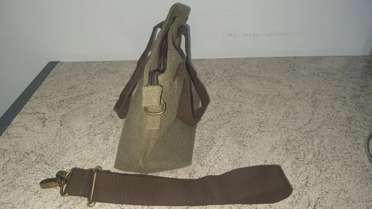 Bolsa em lona com alça para mãos e transversal  - Foto 3